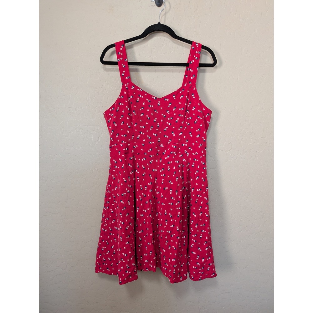 Disney by Lauren Conrad Red Floral Minnie Mouse Floral Cutout Back Dress Size 16